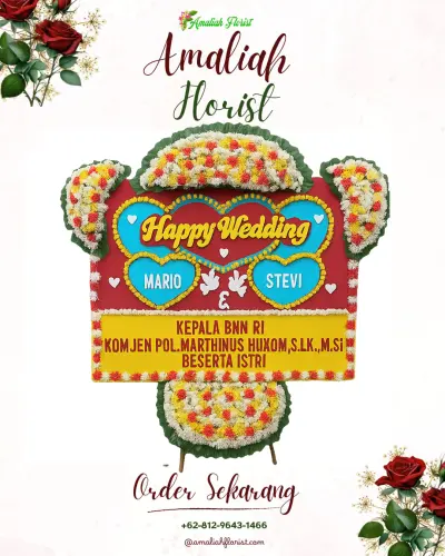 Karangan Papan Bunga Pernikahan di Danau Tundai